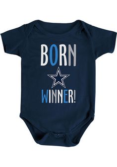 Your future Cowboys fan will look cute in this Dallas Cowboys Baby Navy Blue Rascal One Piece! This Cowboys Romper features a screen print with metallic and puff ink. Blue T-shirt For Game Day, Blue Top With Name Print For Game Day, Blue Tops With Name Print For Game Day, Blue Name Print T-shirt For Game Day, Blue T-shirt With Name Print For Game Day, Blue Fan Apparel Tops For Team Events, Cowboys Outfits, Dallas Cowboys Baby Shower, Boy Shower Ideas