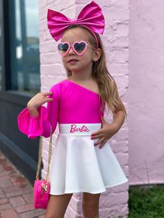 Hot Pink Top, Barbie Kids, Hot Pink Tops, Barbie Costume, Birthday Party Outfits