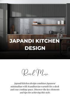 the japanese kitchen design is featured in this ad for real me, which features black and white