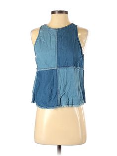 BP. Sleeveless Blouse Size: 2X-Small Tops - used. 100% Cotton | BP. Sleeveless Blouse: Blue Tops - Size 2X-Small Blue Solid, Solid Tops, Denim Vest, Small Tops, Sleeveless Blouse, Sleeveless Top, Women Handbags, Womens Tops, Handbags