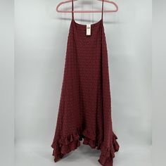 Nwt Anthropologie Wine Colored Dress Size Small Burgundy A-line Mini Dress For Summer, Sleeveless Ruffled Maxi Dress For Fall, Sleeveless Burgundy Mini Dress For Spring, Burgundy Sleeveless Mini Dress For Spring, Red Sleeveless Midi Dress For Fall, Fall Sleeveless Brunch Dress, Summer Sleeveless Burgundy Maxi Dress, Sleeveless Red Midi Dress For Fall, Sleeveless Burgundy Maxi Dress For Summer