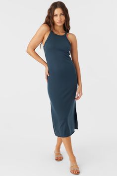 ERES MIDI DRESS Spring Ribbed Midi Length Maxi Dress, Stretch Bodycon Midi Dress With Side Slits, Stretch Bodycon Dress With Side Slits, Midi Length, Stretch Midi Length Bodycon Dress With Side Slits, Chic Seamless Loungewear Dress, Seamless Bodycon Midi Dress, Ribbed Bodycon Midi Maxi Dress, Ribbed Bodycon Maxi Dress, Stretch Knee-length Bodycon Dress With Side Slits