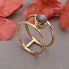 "Labradorite Double Band Ring, Handmade Ring, Brass Ring, Wedding Ring, Unique Ring, Ethnic Ring, Promise Ring, Gift For Her, Graduation Gifts ❥ Add this beautiful one little thing of galactic shine to make you feel unique and to transform your lives. Perfect for any kind of outfit and every occasion. ❥ Customers' satisfaction is our biggest priority, please contact us with any questions/queries for future or existing orders, and we will do our best to make sure you are happy with your order. ❥Please make sure to add the correct address during checkout. You can return your purchased item within 15 days after successful delivery. We offer a 100% \"Money Back Guarantee\" if you are not satisfied with your purchase. Return charges will be paid by buyers only! Thank You for visiting! REALJEWEL Gold Brass Moonstone Ring For Wedding, Artisan Brass Ring For Anniversary, Artisan Brass Rings For Anniversary, Hand Forged Brass Rings With Spiritual Style, Gold Brass Moonstone Wedding Ring, Spiritual Hand Forged Brass Rings, Bohemian Gold Stackable Sterling Silver Rings, Bohemian Gold Stackable Rings In Sterling Silver, Gold Brass Fusion Rings