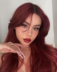 Explore 2024's Trending Red Hair Colors: Ruby, Copper & Burgundy Shades Red Hair Makeup, Cheveux Oranges, Wine Hair Color, Cherry Red Hair, Wine Red Hair, Red Hair Inspo, Wine Hair, Cherry Hair, Dark Red Hair