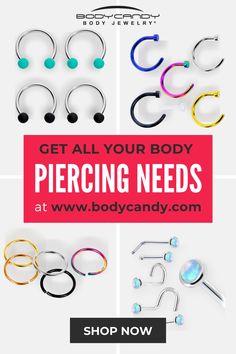 the body jewelry advert is shown with different types of piercings