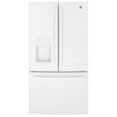 a white refrigerator freezer sitting next to each other on top of a white wall