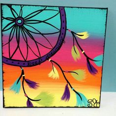 a painting of a colorful dream catcher