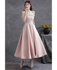 Buy pretty pink satin tea length hoco party homecoming dress at wholesale price online. Free shipping and pro custom service since 2009. Pink A-line Satin Dress For Evening, Pink A-line Party Bridesmaid Dress, Pink Spring Bridesmaid Dress For Banquet, Spring Pink Bridesmaid Dress For Banquet, Spring Banquet Pink Bridesmaid Dress, Knee-length Satin Dress For Wedding And Prom Season, Pink Knee-length Evening Dress For Prom, Pink A-line Bridesmaid Dress For Banquet, Pink Satin Bridesmaid Dress For Banquet