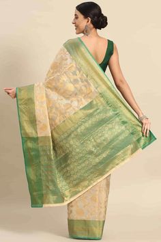 Product Features: Saree: Saree as seen in picture - Choose the drape style while order: Standard, Pleated or Gujarati Saree Color: Green Saree Fabric: Banarasi Art Silk Saree Style: Banarasi Saree Work: Floral Saree Pattern: Regal Weave Saree Print: floral zari woven Blouse: Blouse design must be chosen while ordering. For the blouse in pic, please choose the selection "As seen in picture" or customize your selection. Blouse Color: Green Blouse Fabric: Banarasi Art Silk Blouse Print or Pattern: Designer Wear Pista Green Saree, Eid Pre-draped Saree With Self Design, Pre-draped Saree For Eid, Self Design Pre-draped Saree For Eid, Self-design Pre-draped Saree For Eid, Pista Green Blouse Piece For Transitional Season, Multicolor Traditional Wear With Sheer Dupatta For Puja, Zari Weaving Lehenga For Puja, Transitional Season Sheer Dupatta Saree