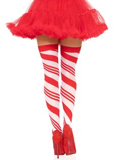 Celebrate the holidays in style with the Peppermint Striped thigh highs by Leg Avenue. A perfect blend of holiday spirit and flirty fashion accessory, these stockings pair perfectly with holiday looks and Christmas costumes, or wear with a garter belt for a naughty Christmas surprise. Package includes: 1 PC High quality hosiery fabric for long lasting wear Stretchy and breathable Invisible, barely there feel Ultra-soft woven material Sexy alternative to tights Perfect for holiday looks Hand wash Striped Thigh Highs, White Suspenders, Striped Tights, Candy Cane Stripes, Black Fishnets, Leg Avenue, Thigh High Stockings, Holiday Stockings, Fashion Tights