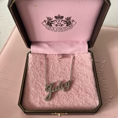 Juicy Couture Vintage Nwt “Juicy” Rhinestone Necklace. With Box. Juicy Necklace, Juicy Couture Charm Necklace, Dr Belongings, Juicy Couture Vintage, Juicy Couture Jewelry Necklaces, Girly Tingz, Juicy Couture Necklace, Couture Necklace, Charm Choker Necklace