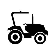 a black and white silhouette of a tractor or mower on a white background illustration