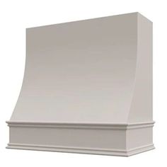 Riley & Higgs Light Grey Wood Range Hood With Sloped Front and Decorative Trim - 30, 36, 42, 48, 54 and 60 Widths Available Oversized Range Hood, Hood Range Ideas, Hood Vent Cover, Wood Range, Hood Fan, Hood Ideas, Beige Cabinets, Wood Range Hood, Hood Vent