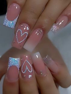 Slay Nails, Preppy Nails, Heart Nail, Easy Nails, Nail Designs Valentines, White Acrylic Nails, Fake Nails With Glue, White Nail