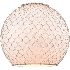 a light that is on top of a white table cloth with netting covering it and the bottom