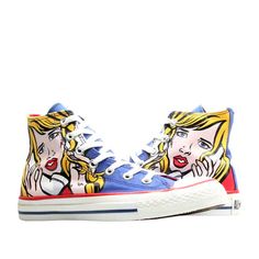 Roy Lichtenstein Pop Art, Lichtenstein Pop Art, Royal Yellow, Pop Art Fashion, Converse Shoes Womens, Funky Shoes, Roy Lichtenstein, Victorias Secret Models, Prom Shoes