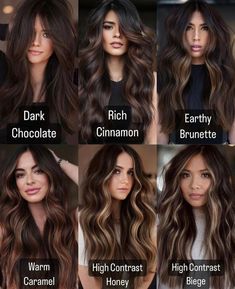 Temporary Highlights For Black Hair, Money Pieces For Black Hair, Balayage Hair Color For Black Hair, Brunette Hair Tones, Fall Hair Tones, Dark Brunette Hair With Caramel Highlights, Edgy Brown Hair Color, Boho Haircolor, Latina Balayage