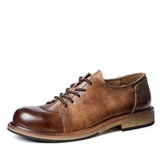 Introducing our LuxeLeather Lace-Up Round Toe Dress Shoes, the epitome of style and sophistication. Crafted with the finest quality genuine leather, these shoes are designed to elevate your casual look to new heights. Not only do these shoes look great, but they also prioritize comfort. With a heel height of 3.5cm, these shoes offer a subtle lift without compromising on comfort. Elevate your style game and make a lasting impression with these timeless and versatile shoes. Fall Leather Cap Toe Shoes With Rubber Sole, Fall Cap Toe Leather Shoes For Workwear, Fall Cap Toe Leather Work Shoes, Fall Workwear Cap Toe Leather Shoes, Fall Cap Toe Leather Shoes With Leather Sole, Fall Leather Shoes With Cap Toe And Leather Sole, Brown Closed Toe Leather Shoes For Business Casual, Fall Office Cap Toe Leather Shoes, Leather Cap Toe Oxfords For Fall