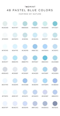 blue and white circles with the words pastel blue colors written in each one's letters