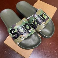 Superdry Mf300004a Slip On Slide Sandals Sz Small Brand: Superdry Department: Men Size: Small Color: Camo Green Type: Sandals Style: Slide Style Code: Mf300004a Pattern: Camouflage Theme: Classic Closure: Slip On Features: Comfort, Lightweight Occasion: Casual Seasons: All Seasons Condition: New With Box I Offer Discounts For All Return Customers. - Jvs Green Synthetic Slides For Outdoor, Green Slip-on Slides For Outdoor, Green Outdoor Slip-on Slides, Sporty Green Slides For Outdoor, Green Non-slip Slides For Outdoor, Green Round Toe Slides For Outdoor, Casual Green Slip-on Sport Sandals, Green Slide Sport Sandals For Outdoor, Sporty Outdoor Slides With Flat Shape