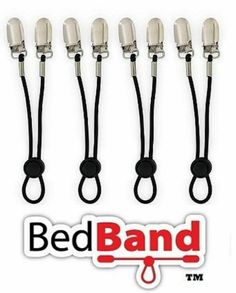 six black and white leashs with the word bedband on it's side