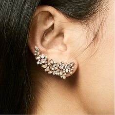 Once Upon A Climb - Jewel Ear Climbers | Crystal Ear Crawler Earrings - Amelie Owen Collections Tops Earrings, Desi Jewelry, Climbing Earrings, Jewelry Wishlist, Ear Crawler, Ear Crawler Earrings, Ear Crawlers, Crawlers Earrings, Ear Climbers Earrings