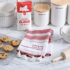 cookies and flour are sitting on the counter