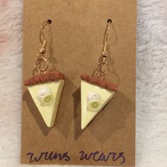 Banana Cream Pie Fashion Pierced Earrings Nwt By Wuns Wears. Cute Fimo Artwear. Findings Are Gold Toned Metal Alloy. Handcrafted. Casual Handmade Yellow Earrings, Casual Yellow Earrings For Gift, Casual Yellow Earrings Perfect For Gifts, Banana And Peanut Butter, Coach Earrings, Clear Crystal Earrings, Baublebar Earrings, Miniature Food Jewelry, Banana Cream Pie