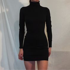 Black Ribbed Turtleneck Sweater Dress Nwot Wild Fable Size Xs Bodycon/Ribbed With A Decent Amount Of Stretch Model's Measurements: Height 5'8" // Bust 32b" // Waist 24" // Hips 34.5" Black Turtleneck Bodycon Dress, Sweater Dress Tight, Short Black Turtleneck Dress, Black Ribbed Stretch Mini Dress, Casual Winter Bodycon Dress With High Neck, Black Ribbed Fitted Mini Dress, Black Fitted Ribbed Mini Dress, Fitted Black Ribbed Mini Dress, Ribbed Fitted High Neck Mini Dress