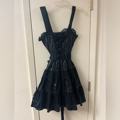 Lip Service Goth Y2k Lace Dress Black List Zip Back Tie Bow Faux Buttons Size Small Ptp 14 Waist 13”=26 Length 33.5” Y2k Lace Dress, Creepypasta Oc, Goth Y2k, Lip Service, Tie Bow, Lace Dress Black, Dress Black, Dream Closet, Lace Dress