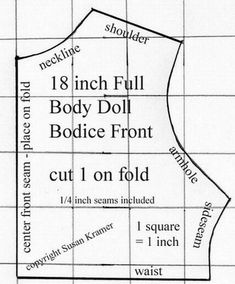 an old pattern for a body doll with instructions on how to sew it and how to cut it