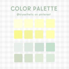 the color palette is pastel yellow, green and gray with white squares on it