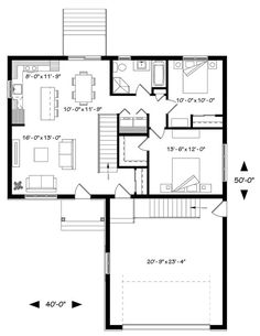 the floor plan for a two story house with an upstairs living room and kitchen area