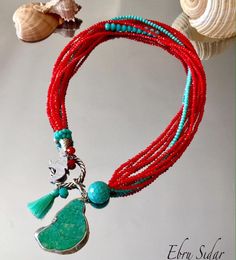 Turquoise Necklace Cyristal Necklace Tassel Necklace Red&Turquoise Necklace  Each Necklace is entirely handmade and assembled by me Handmade Multi-strand Turquoise Necklace, Turquoise Multi-strand Handmade Jewelry, Turquoise Multi-strand Bohemian Necklace, Handmade Turquoise Multi-strand Jewelry, Unique Multi-strand Turquoise Necklace Gift, Unique Red Multi-strand Beaded Necklaces, Unique Red Multi-strand Beaded Necklace, Handmade Red Bohemian Necklace, Multi-strand Turquoise Necklace With Colorful Beads For Gifts