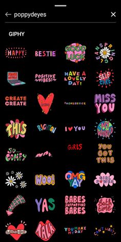 some stickers that are on the back of a cell phone and in front of a black background