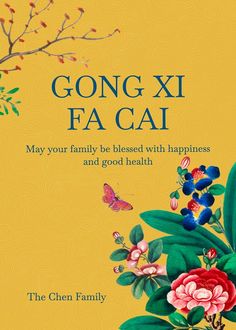 the cover of gong xi fa caj's book, may your family be blessed with happiness and good health