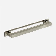 stainless steel towel bar with square handle on an isolated white background for use in the bathroom