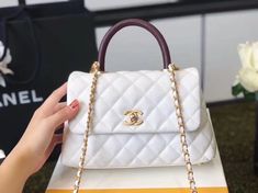 CC Coco Handle Quilted Lizard Handle Bag 24cm Caviar Leather Gold Hardware Spring/Summer Act 1 Collection, White Gold Har, Chanel Coco Handle, Coco Handle, Stylish Handbags, Evening Clutch Bag, Accessories Store, Handle Bag, Tote Backpack, Chanel Bag