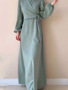 Description SKU: 6624010212522 Material: Polyester Thickness: Normal Size : M-2XL Style: Leisure/Casual Season: Spring/Summer/Autumn Product Type: Dress The size is measured by hand, there may be 2-3cm difference due to manual measurement. Solid Color Long Sleeve Maxi Dress For Vacation, Casual Plain Maxi Dress For Beach, Long Sleeve Solid Color Maxi Dress For Beach, Casual Green Long Sleeve Maxi Dress, Green Non-stretch Long Sleeve Maxi Dress, Plain Maxi Dress For Beach, Solid Color Fall Beach Maxi Dress, Green Long Sleeve Maxi Dress For Summer, Spring V-neck Plain Dress