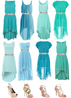 High low bridesmaid dresses Dresses And Shoes, Turquoise Bridesmaid, Turquoise Bridesmaid Dresses, Grad Dresses, Flower Girls, Mode Inspiration, Fancy Dresses, Dream Dress, Wedding Gown