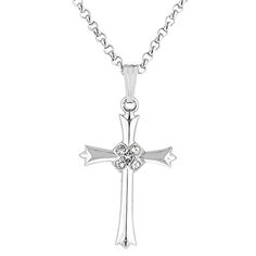 Simple, sleek and stylish, this beautiful cross necklace makes a smart statement of faith. Fashioned in bright sterling silver, the pendant design catches the eye with its polished simplicity accented with the sparkle of crystals - Necklace is crafted of fine quality 925 sterling silver for a lifetime of wear - Made in the USA - Chain measures 18" long - Free cleaning and inspection at Day's for life of this crystal cross necklace Statement Of Faith, Career Outfits, Crystal Cross, Beautiful Cross, Silver Jewelry Fashion, Original Card, Pendant Design, The Eye, Cross Pendant