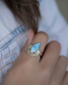 Blue Silver Jewelry, Original Rings, K Necklace, Surf Jewelry, Closet Wishlist, Tooth Gem, Metal Smithing, Clothing Aesthetic, Larimar Ring