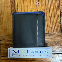 New M. Louis Men’s Wallet Size: 4.5” X 3.5” Black And Blue Trim Genuine Leather No Original Box Tags Attached Black Trifold Wallet With Id Window, Black Travel Wallet With Id Window, Casual Black Trifold Wallet, Black Business Wallet With Id Window, Louis Bag, Blue Trim, Wallet Men, Black Blue, Wallets