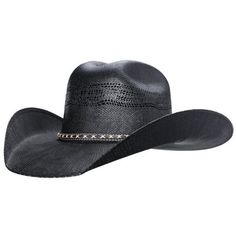 The crown is 4-1/4", and the brim is 4".  Bangora is a beautiful, durable material. The flex sweatband helps make this hat comfy and absorbs sweat.  Available in Large ad Medium Adjustable Black Hat For Rodeo, Adjustable Black Western Sun Hat, Black Western Sun Hat With Curved Brim, Western Style Adjustable Black Hat, Adjustable Black Country Style Straw Hat, Black Adjustable Panama Hat With Flat Crown, Black Western Sun Hat With Flat Brim, Black Western Brimmed Sun Hat, Black High Crown Hat For Country Events