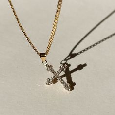 Truly Blessed Jewels - Vatican CZ Cross Necklace Cz Necklace, Gold Gift, Hand Chain, Waist Chain, Scottsdale Az, Cross Charms, Curb Chain, Jewelry Care, Chain Bracelet