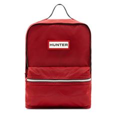 Hunter Original Nylon Kids Backpack Military Red Nwt Your Mini-Me Will Love Being Just Like The Grown-Ups With The Original Kids Backpack. The Water-Resistant Black Nylon Exterior Is Perfect For Adventurous Kids While The Square Design And Padded Straps Ensure Complete Comfort For Everyday Wear. As A Firm Member Of The Hunter Original Family, This Kids Backpack Features The Hunter Red, White, And Black Core Zip As Well As Mustache Detailing In A Nod To Their Iconic Original Tall Rain Boot Boot. Trendy Red Backpack For Outdoor, Red Backpack For Students, Red Backpack With Zipper Closure For Students, Trendy Red Bags For Outdoor Activities, Red School Backpack With Zipper Closure, Red Nylon School Bags, Outdoor Red Bags With Zipper Closure, Red Nylon Backpack, Casual Red Backpack With Zipper Pocket