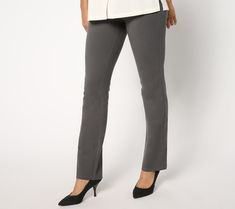 Saved by the... baby bell! These fitted work-to-weekend pants find the flattering middle ground between trendy flares and classic slim-leg styles. Plus, the everyday winner includes the beloved Women with Control® Tummy Control with Blu-Tec Control SystemTM. So now, so confident, so indispensable. From Women With Control®. Comfortable Full-length Compression Yoga Pants, Compression Full-length Pants With Elastic Waistband, Versatile Full-length Compression Yoga Pants, Full-length Compression Leggings With Elastic Waistband, Bell Pants, Baby Bells, Slim Legs, Pants