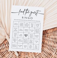 a printable find the guest game on top of a wicker basket