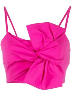 Renny bow-detail crop top from P.A.R.O.S.H. featuring fuchsia pink, bow detailing, cropped, sleeveless and rear zip fastening. Magenta Fashion, Dress Png, Summer Board, Airport Fashion, Demi Fine Jewelry, Bustier Top, Fuchsia Pink, Fine Earrings, Lady Dior