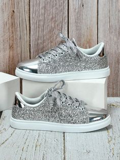 Retro Sequin Sneakers: Women's All-match Niche Casual Shoes Casual Glitter Sneakers For Summer, Casual Party Sneakers With Round Toe, Glitter Sneakers For Spring Streetwear, Trendy Lace-up Sneakers For Party, Spring Glitter Sneakers For Streetwear, Trendy Party Sneakers With Speckled Midsole, Party Sneakers With Sequins And Round Toe, Trendy Party Sneakers With Synthetic Material, Party Sneakers With Glitter Accents